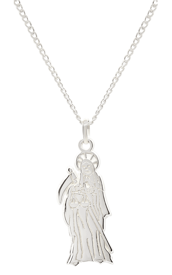 DIJE SANTA MUERTE CH EN PLATA.925 CON CADENA