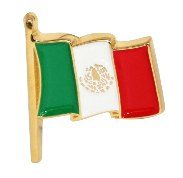 FISTOL BANDERA MEXICO CON ASTA DORADO CON TINTAS