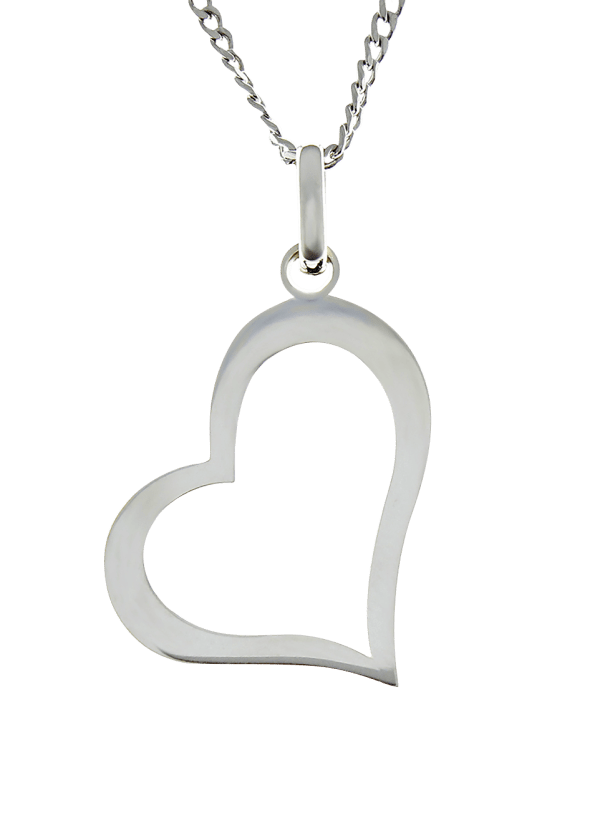 COLLAR CON CORAZON CALADO EN PLATA LEY .925