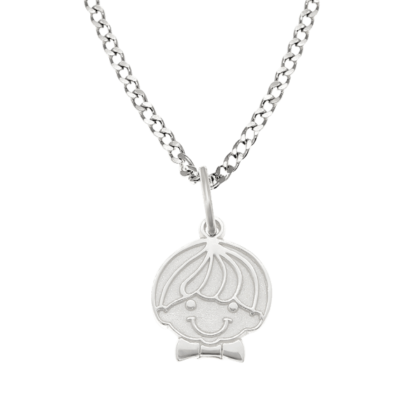 DIJE CON CADENA CARITA DE NIÑO EN PLATA LEY .925